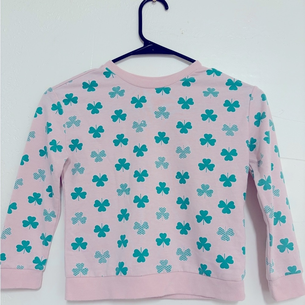 GIRLS Wonder Nation Pink Sweatshirt with Green Clover Pattern Bundle set